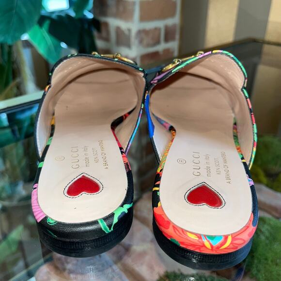 GUCCI X KEN SCOTT Princetown Floral Leather Mule Loafer SZ 38.5(8.5US) - Picture 3 of 4